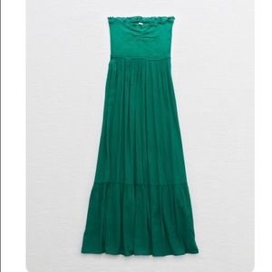 Aerie Smocked Midi Dress- Everglade/Green